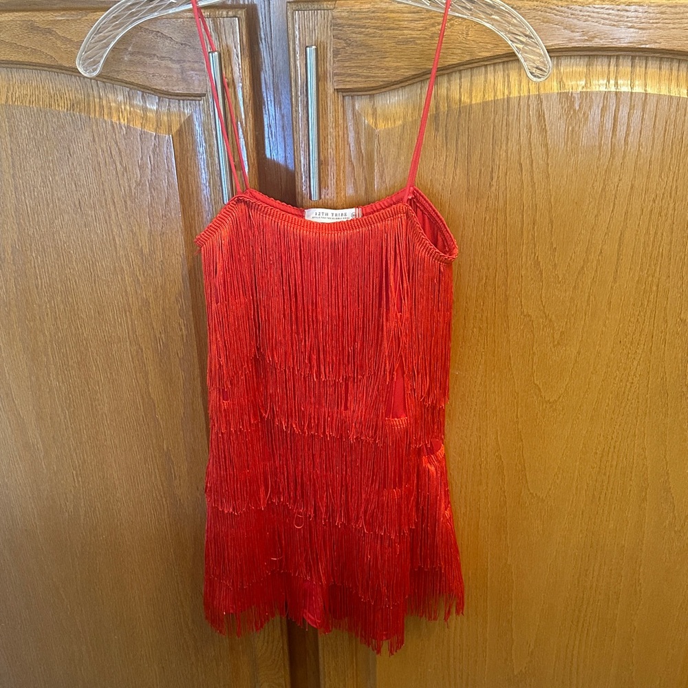 12th Tribe Red Fringe Women's Dress Size XS